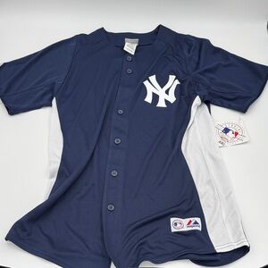 Majestic New York Yankees Dark Blue and White Baseball Jersey